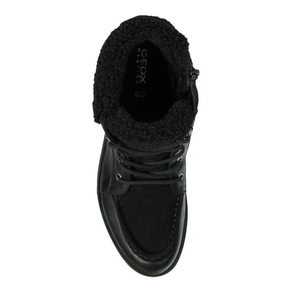 Geox Rawelle ABX faux shearling trim waterproof boots black leather sz 8/38 NWB - Picture 4 of 11